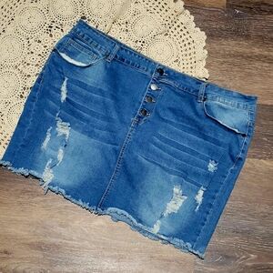 WMNS SZ 3X DENIM BUTTON FLY SKIRT